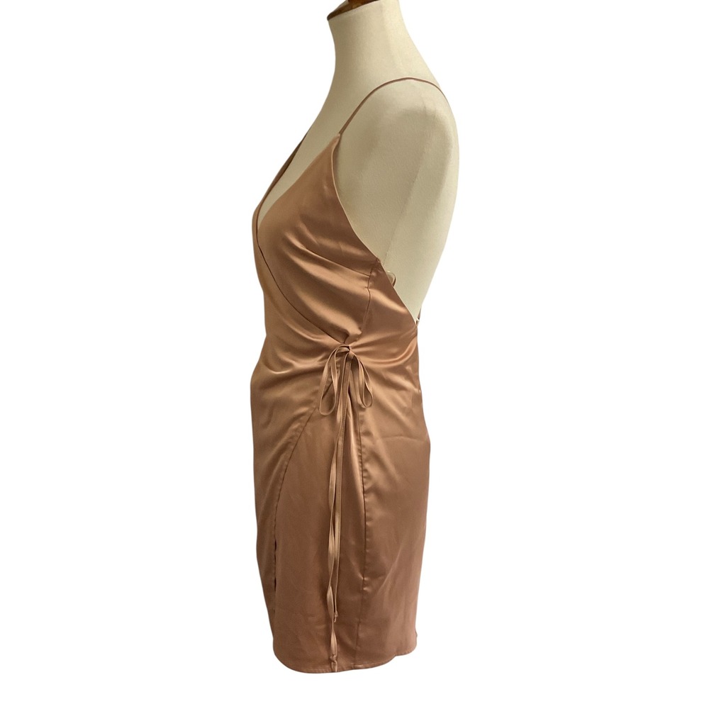 Cotton Candy LA Satin Wrap Dress Womens Small Rose Gold - Picture 3 of 11